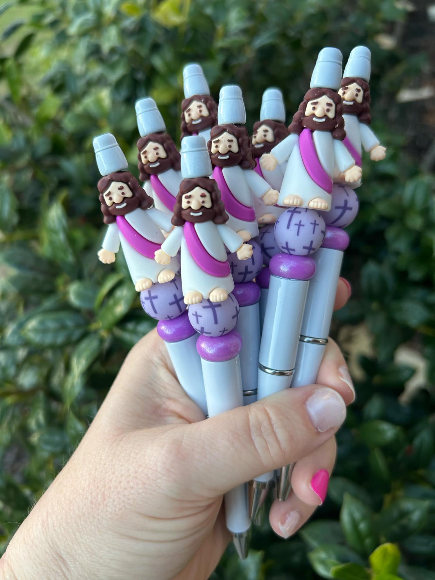Hand Beaded Mini Jesus Figure Pen